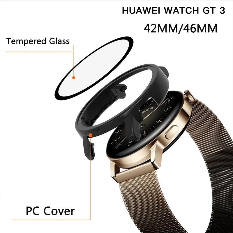 Case Pelindung Layar Tempered Glass Anti Gores Shockproof Untuk Huawei GT3 Pro Porsche 42mm 46mm 3 Pro 46mm 48mm