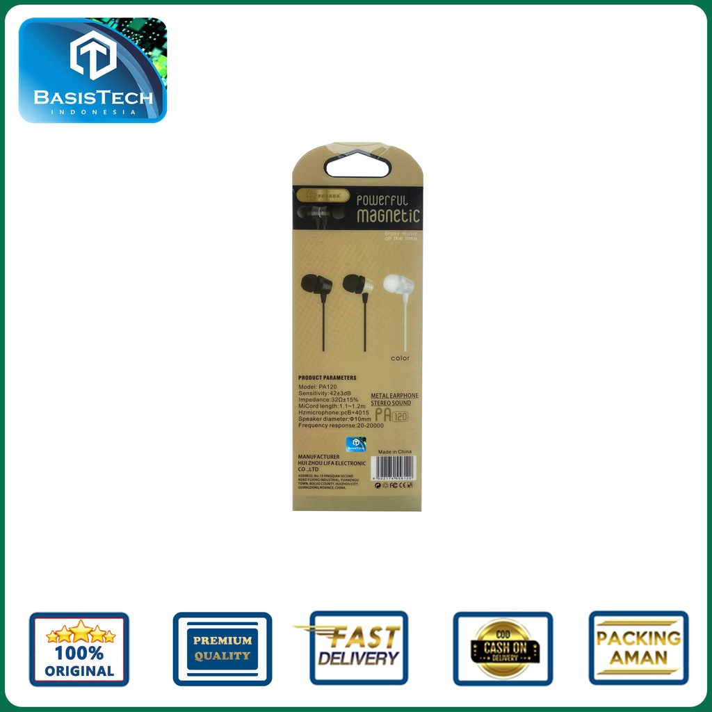 EARPHONE HEADSET ENJOY MUSIC METAL STEREO SOUND PAPADA PA120