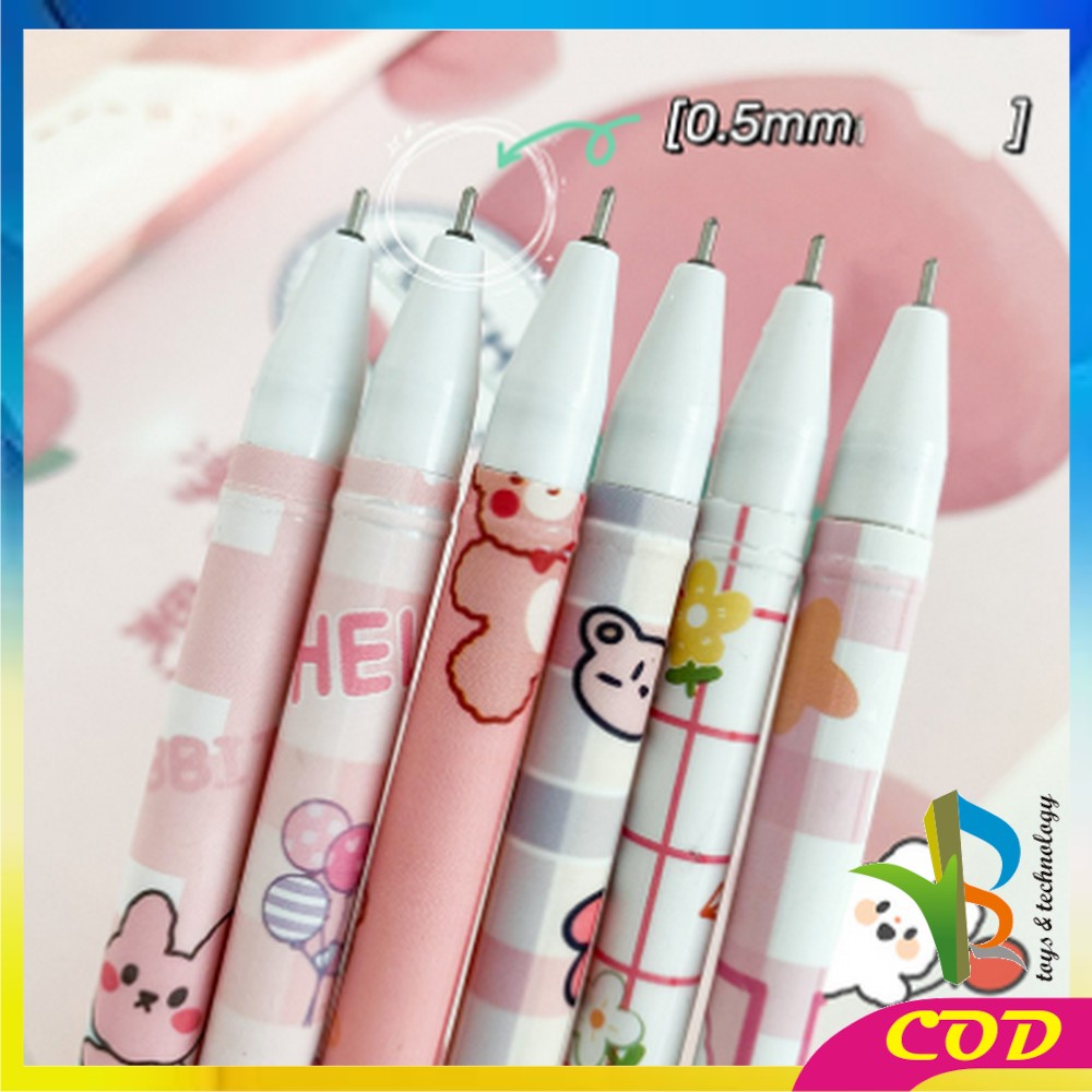 RB-A42 Pulpen Gel Hapus Karakter Animal isi 6 pcs / Pulpen Erasable / Bolpoin Tinta Bisa Di Hapus Alat Tulis Sekolah