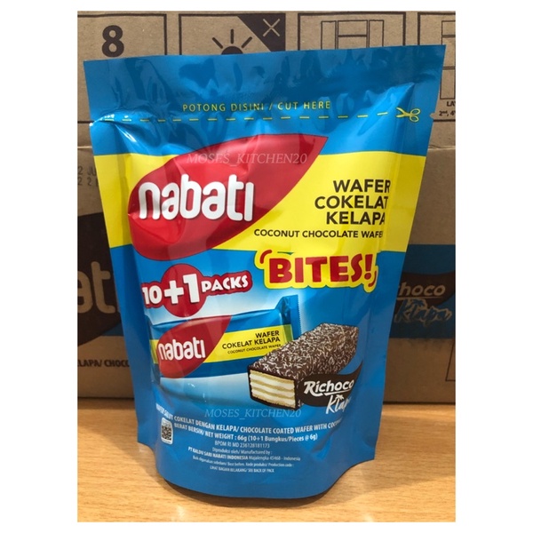 

WAFER NABATI COKELAT KELAPA 66 GR/NABATI WAFER COKELAT KELAPA KEMASAN POUCH ISI 10+1 PCS/WAFER SALUT COKELAT KELAPA