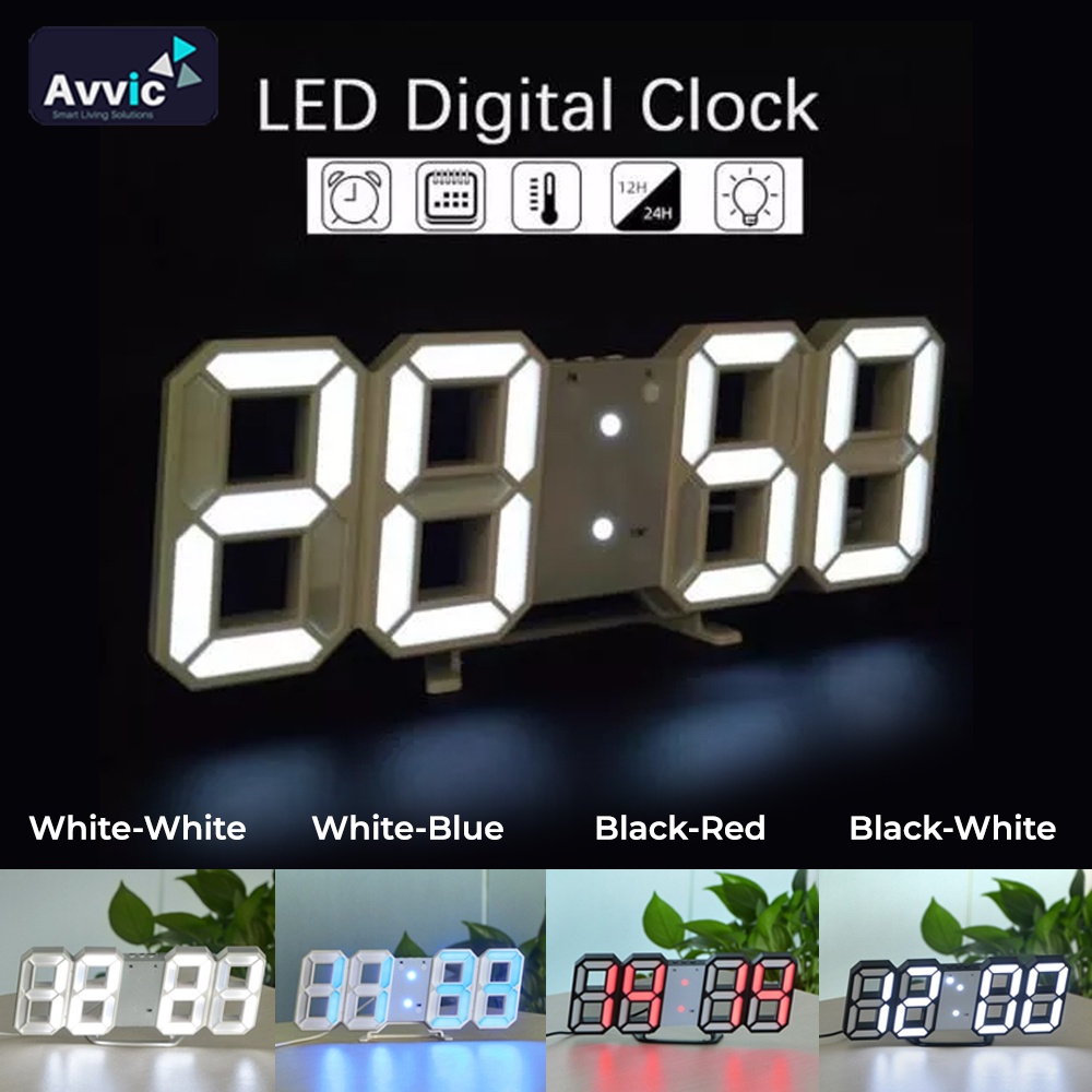 Jam Dinding Digital 3D Clock LED Jam Meja Bentuk Angka Modern Minimalis Digital Clock Alarm