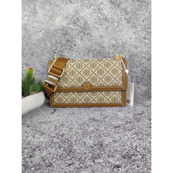 Tory Burch T Monogram Jacquard Crossbody Hazelnut