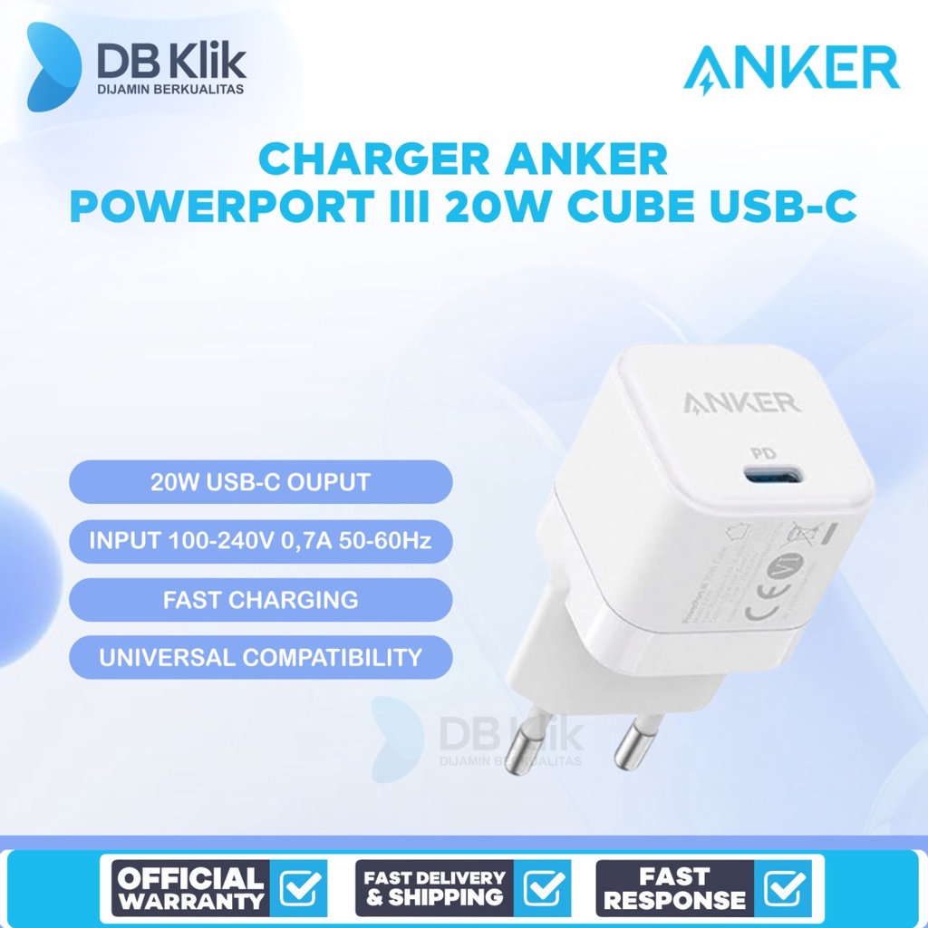 Charger Anker PowerPort III 20W Cube USB-C A2149 - Anker A2149