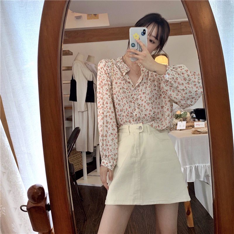 YEJIN KOREAN FLOWER VINTAGE - OVERSIZE BLOUSE