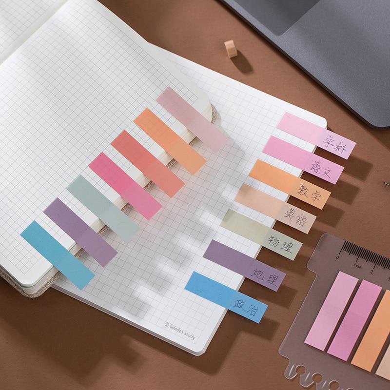 200 Lembar / set Sticky Note Warna-Warni Dengan Penggaris Untuk Penanda Halaman