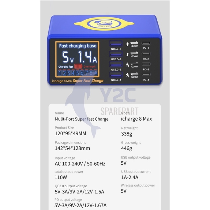 SUPER CHARGER MECHANIC ICHARGER 8 MAX WIRELESS SUPER FAST CHARGING ORIGINAL / ALAT SERVIS SERVICE HP