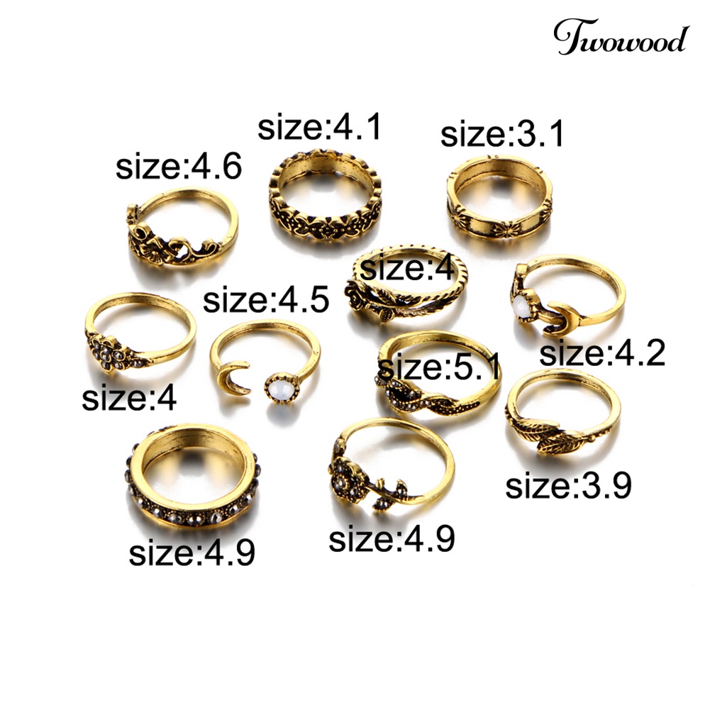 11 Pcs Cincin Knuckle Bahan Alloy Gaya Retro Untuk Wanita