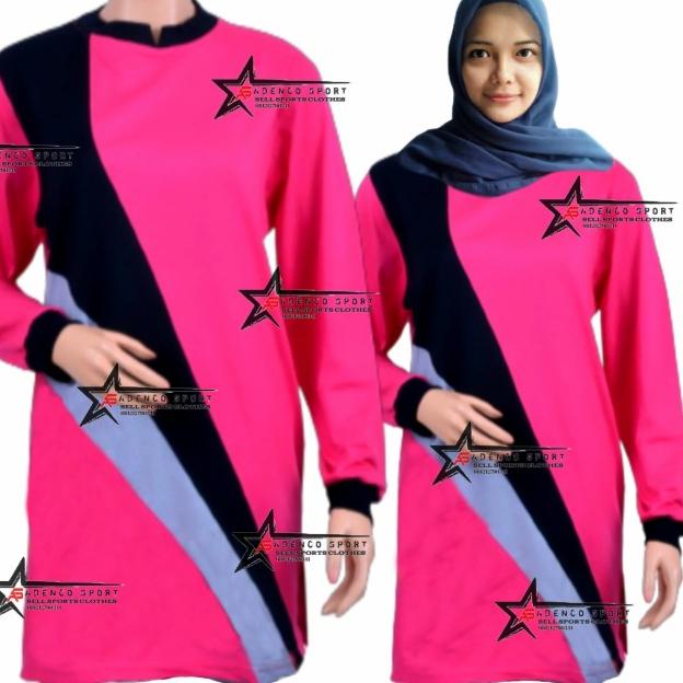 Kaos Olahraga Muslim/Baju Atasan Olahraga Model Muslim - pink, M