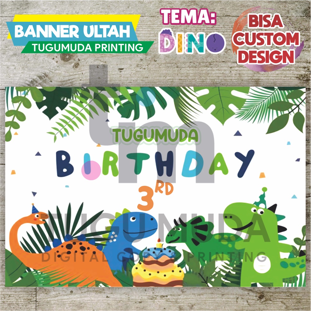 Cetak Banner|Backdrop|Spanduk Ultah/Birthday/Ulang Tahun Anak - BABY DINOSAURUS