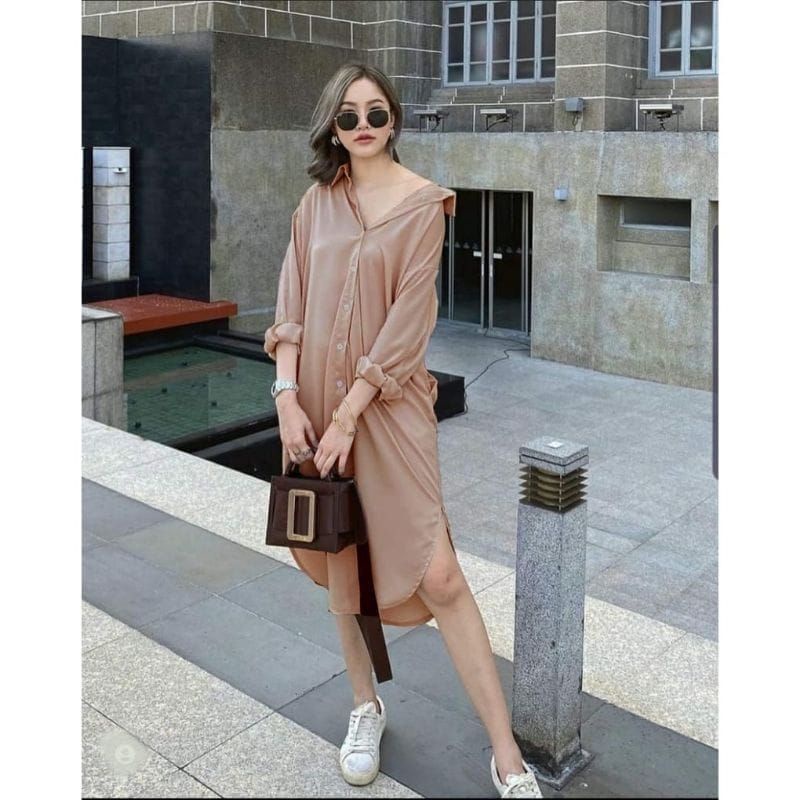 Oversize Dress - shirt dress - linen tunik midi dress linen oversize Dress