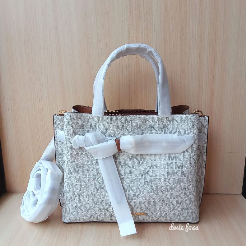 Tas Michael Kors MK Emilia Small Satchel Vanilla Luggage Original