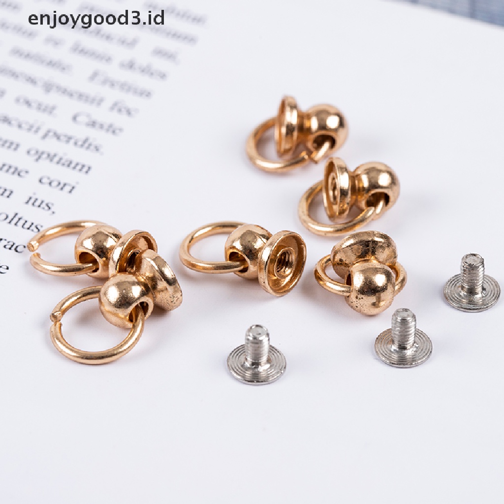 10pcs Kancing O Ring Stud Screwback Sekrup Paku Keling 8mm Bahan Metal Untuk Kerajinan Tas Telepon