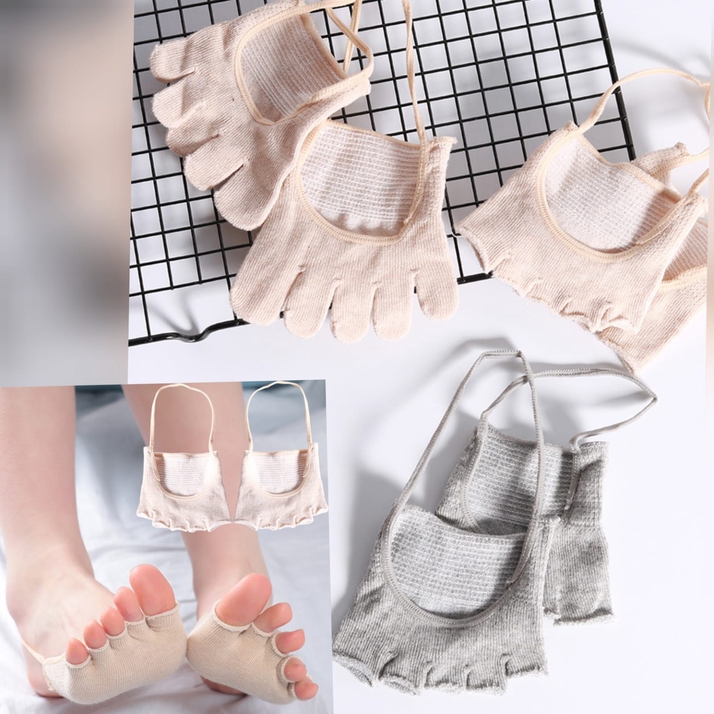 Kaus Kaki Pelindung Jari Telapak Kaki Bantalan Kaki Open Toe Yoga Five Finger Socks Kaos Kaki Setengah Dengan Tali Half Insole 5 Jari Open Toe Anti Lecet