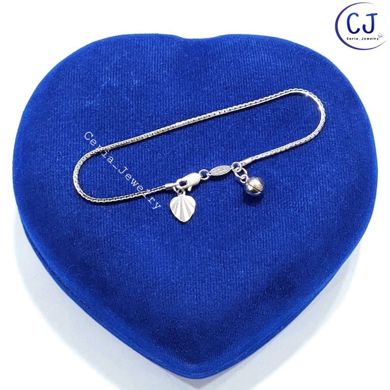 Gelang Perak Wanita Asli Silver 925 Lapis Emas Putih Italy Santa - Gelang Anti Karat