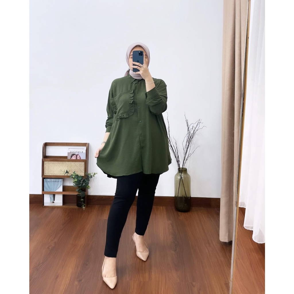 (MGA) KEMEJA KRISNA OVERSIZE BLOUSE CRINCLE AIRFLOW ATASAN WANITA