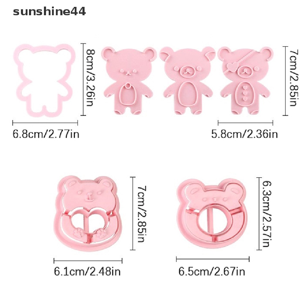 Sunshine 2 / 4Pcs Cetakan Kue / Biskuit DIY Bentuk Beruang Lucu