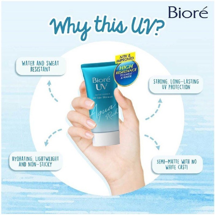 BIORE UV Aqua SunScreen Rich Watery Essence waterpoof SPF 50 + PA +