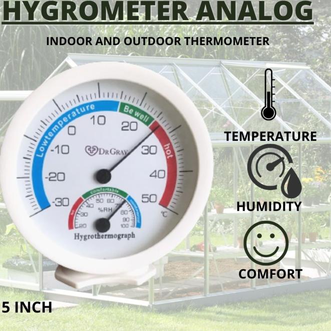 termometer ruangan /hygrometer analog 5 inch