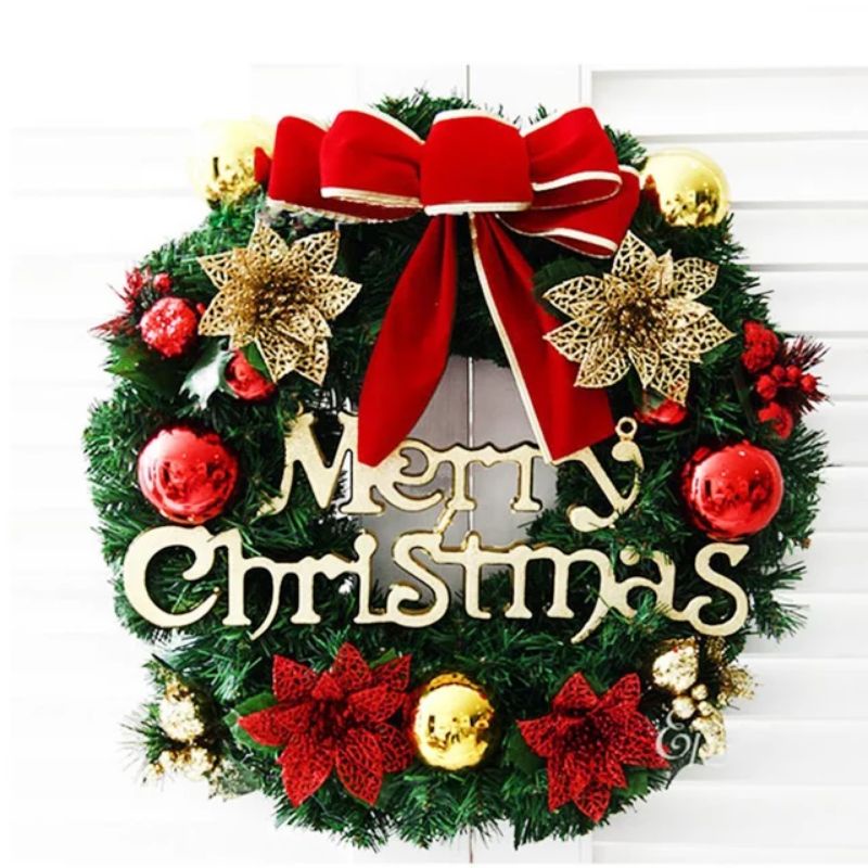 Krans Natal Merry Christmas Garland Pintu Dekorasi Natal 30CM