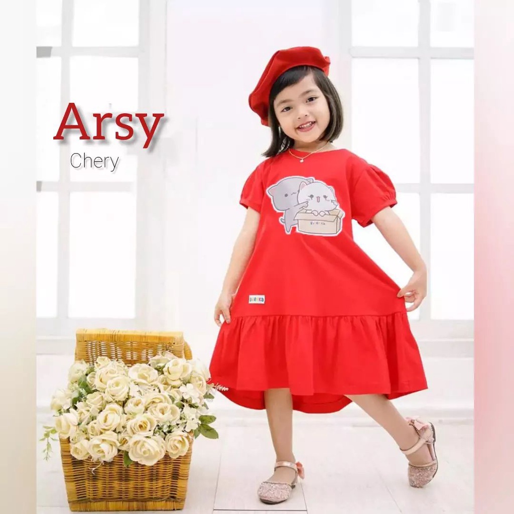 Baju Dress Anak Umur 8 9 10 Tahun ARSY KIDS Bahan Kaos Katun Combed 24s Dress Anak Perempuan  Ukuran