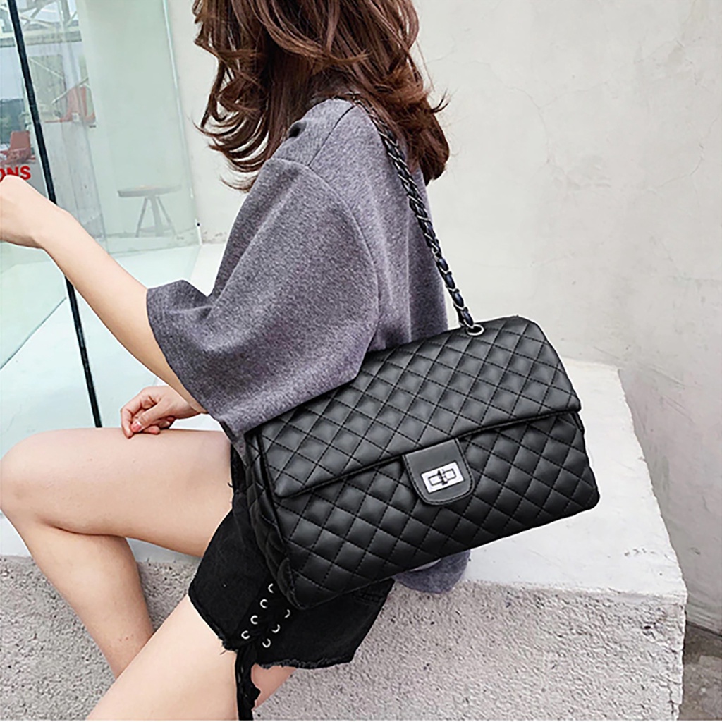 Tas Selempang Wanita Fashion 2055 Sling Bag Rantai Slempang Bahu Cewek Import Korea Bisa Muat Banyak Kapasitas Besar