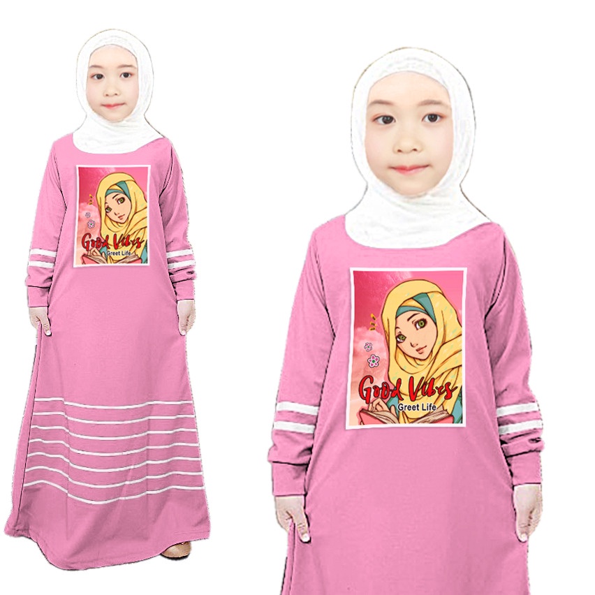 RILLO - Gamis Dress Anak Good Vibes Usia 3-12 tahun