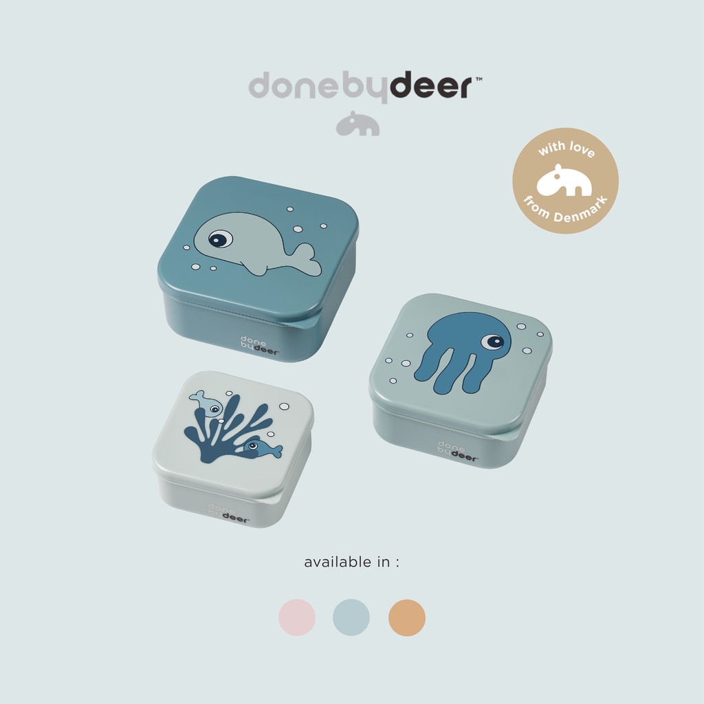 Done by Deer Snack Box Set Sea Friends Kotak Makan Tempat Makan Anak Isi 3 Pcs