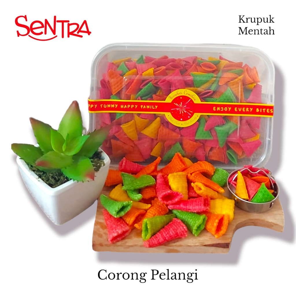 

Kerupuk Bentuk Corong Warna Pelangi || Kerupuk Kering Mentah Box Premium