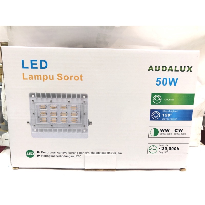 Lampu sorot 50watt Audalux ( warna kuning hijau putih merah pink dan biru )