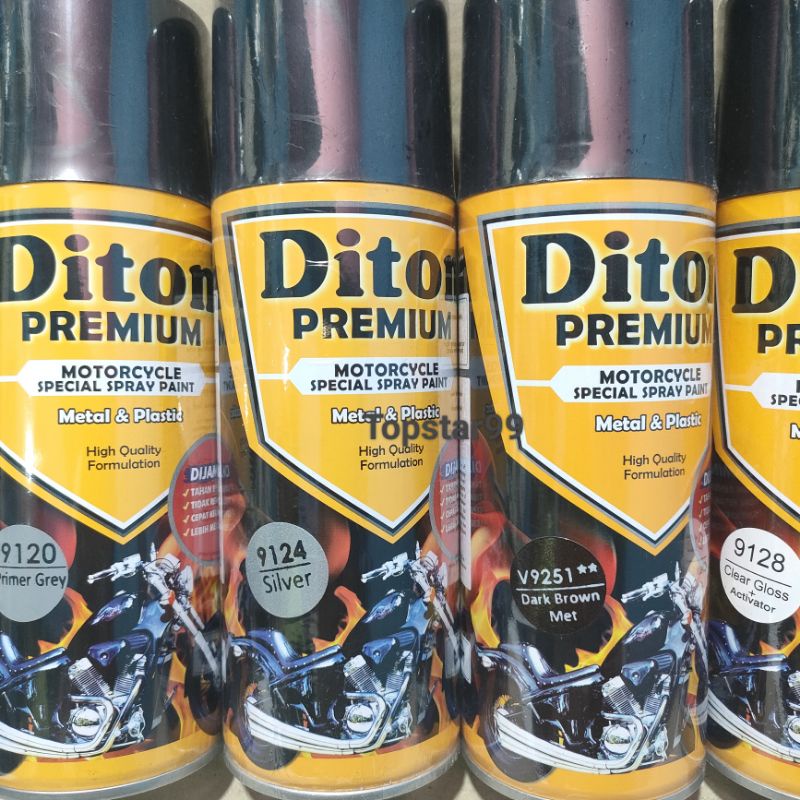 Pilok Cat Diton Premium Paket Komplit 4 Kaleng Dark Brown Met Coklat Tua Metalik 9251 Primer Grey 9120 Silver 9124 Clear Gloss 9128 400cc Pilox Paketan Cat Semprot Special Spray Paint