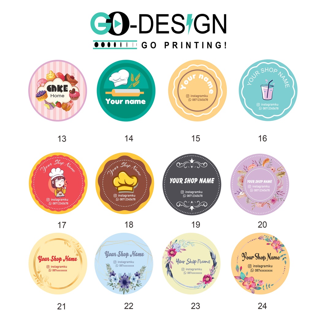 

CETAK STIKER CROMO / LABEL BULAT LABEL NAMA LABEL MAKANAN TOPLES KEMASAN BOTOL MINUMAN CUSTOM