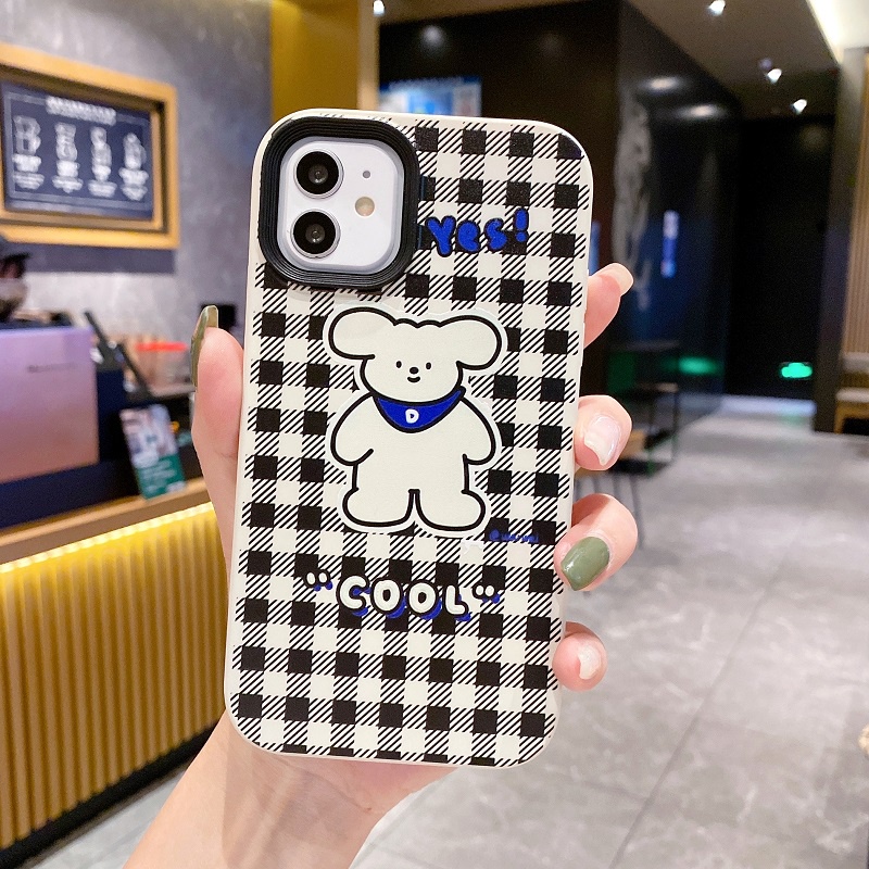 (3 In 1) Soft case Silikon Motif Kartun Beruang Untuk iPhone 11 12 13 14 Pro MAX X XR XS MAX 7 8 Plus