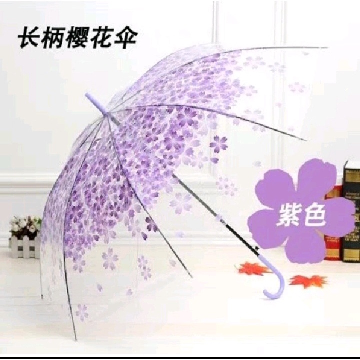 Promo Payung Korea Transparan Motif Warna Warni PVC Berkualitas