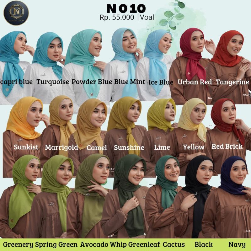N-10 hijab segiempat by nadheera luxury