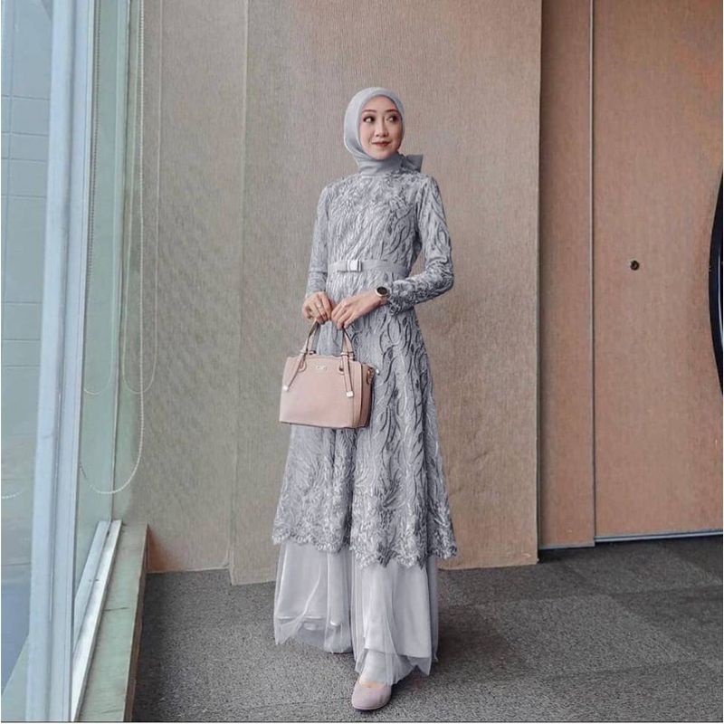 (NEW) MITA - BAJU DRESS GAMIS MAXI MAXY BRUKAT BROKAT WANITA MUSLIM UKURAN M L XL XXL JUMBO SIZE UNT