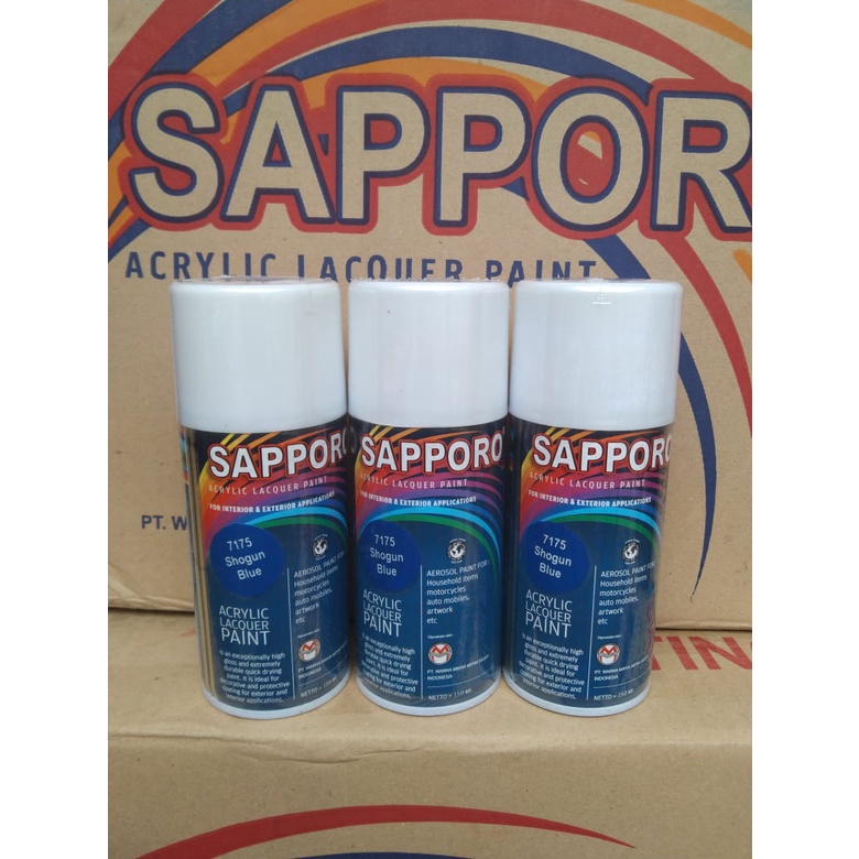 saporo acrylic lacquer paint pilok pilox cat spray sapporo 150ml saporo 7175 Shogun blue biru shogun biru metallic biru 150ml