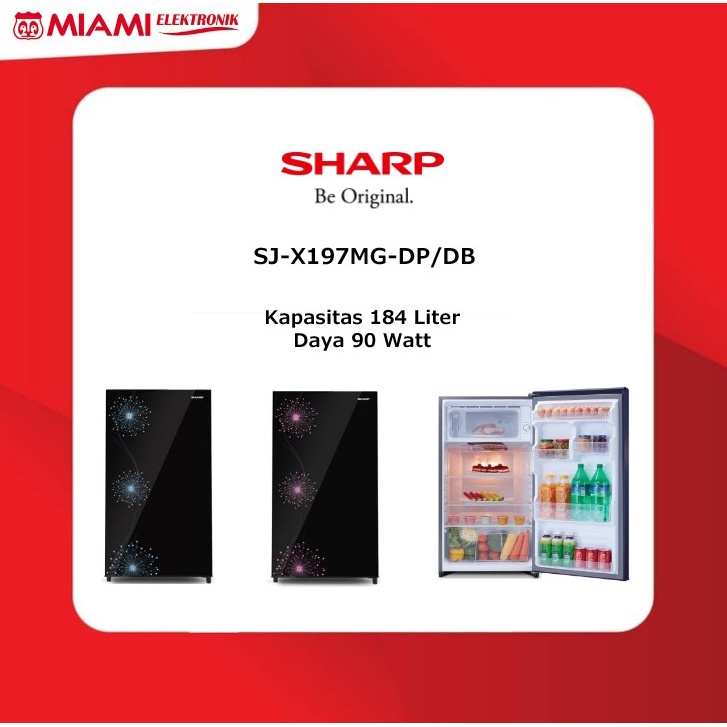 SJ-X197MG-DP / SJ-X197MG-DB SHARP Lemari Es 1 Pintu 184 Liter 90 Watt