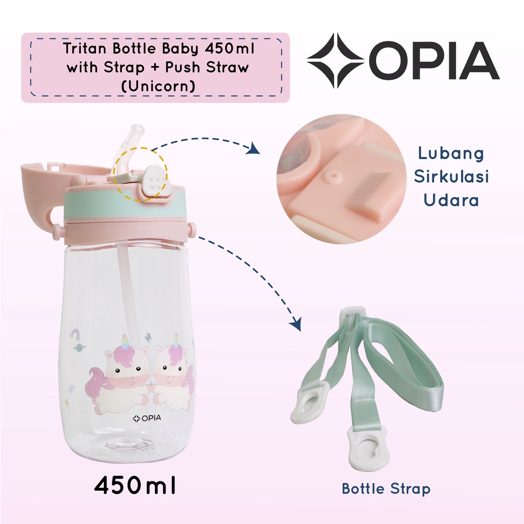 OPIA TRITAN BABY WEIGHTED STRAW BOTTLE WITH HANDLE 450ML