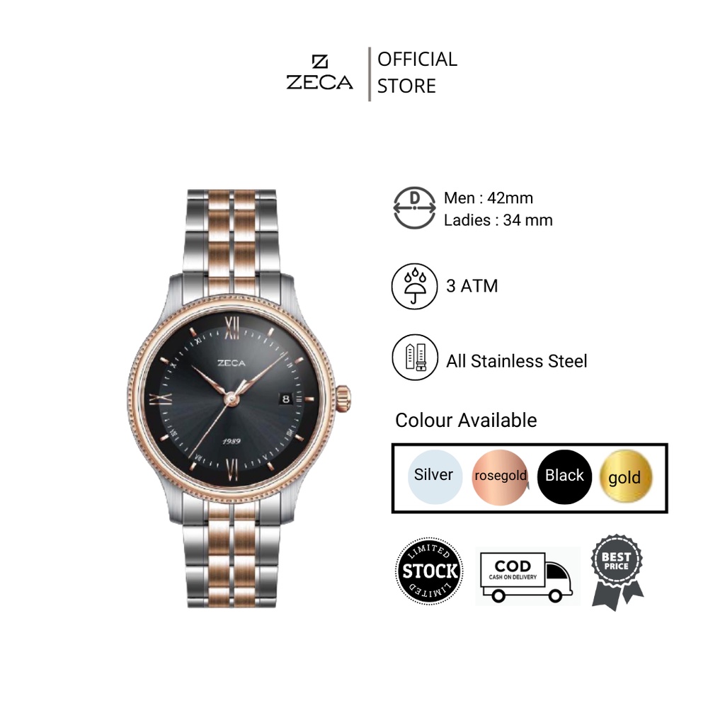 Zeca  Jam Tangan Couple Stainless Steel Original 301 M/L Series