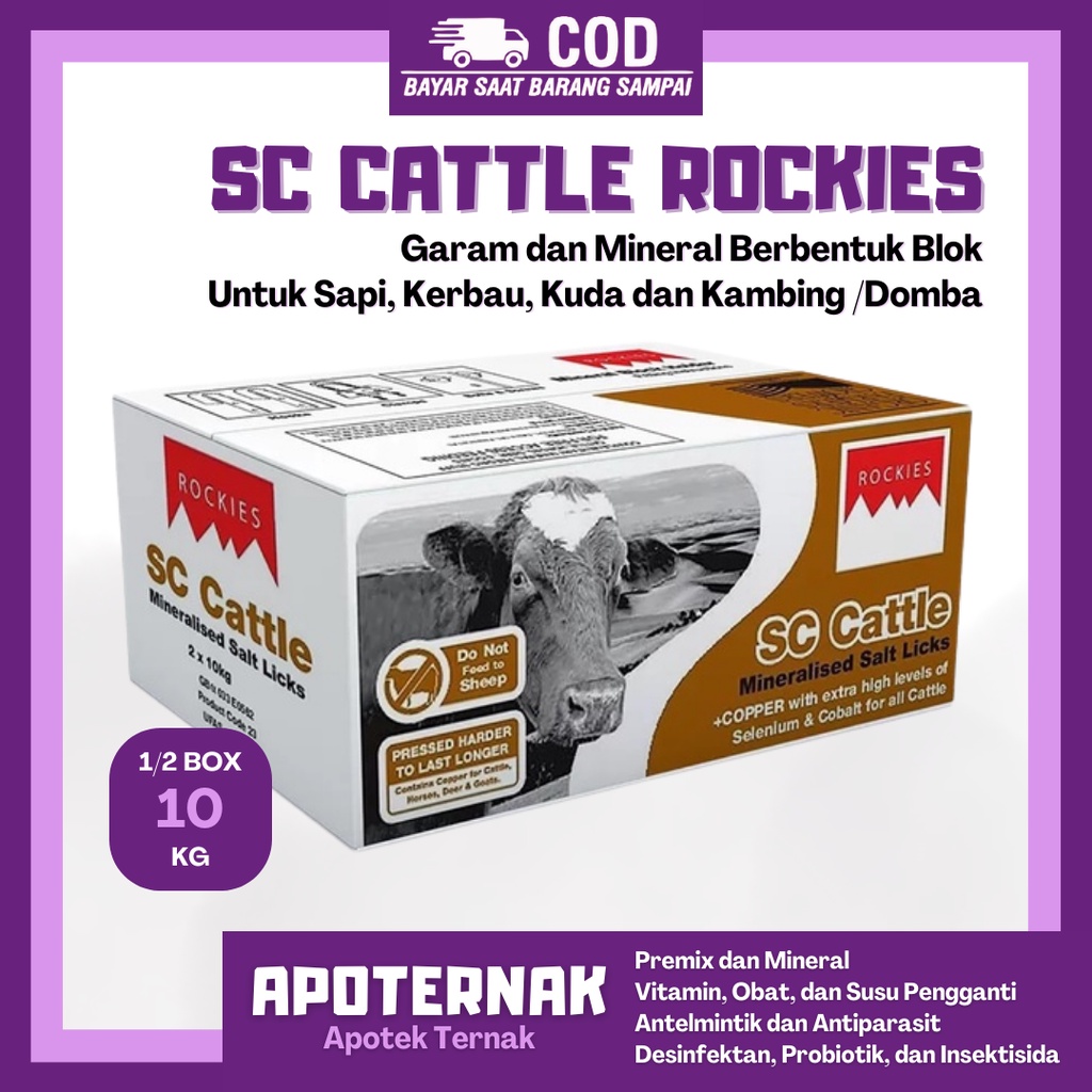 Mineral Blok SC CATTLE 10 kg | Mineral Sapi Kuda Kerbau Kambing Domba | ROCKIES Tithebarn