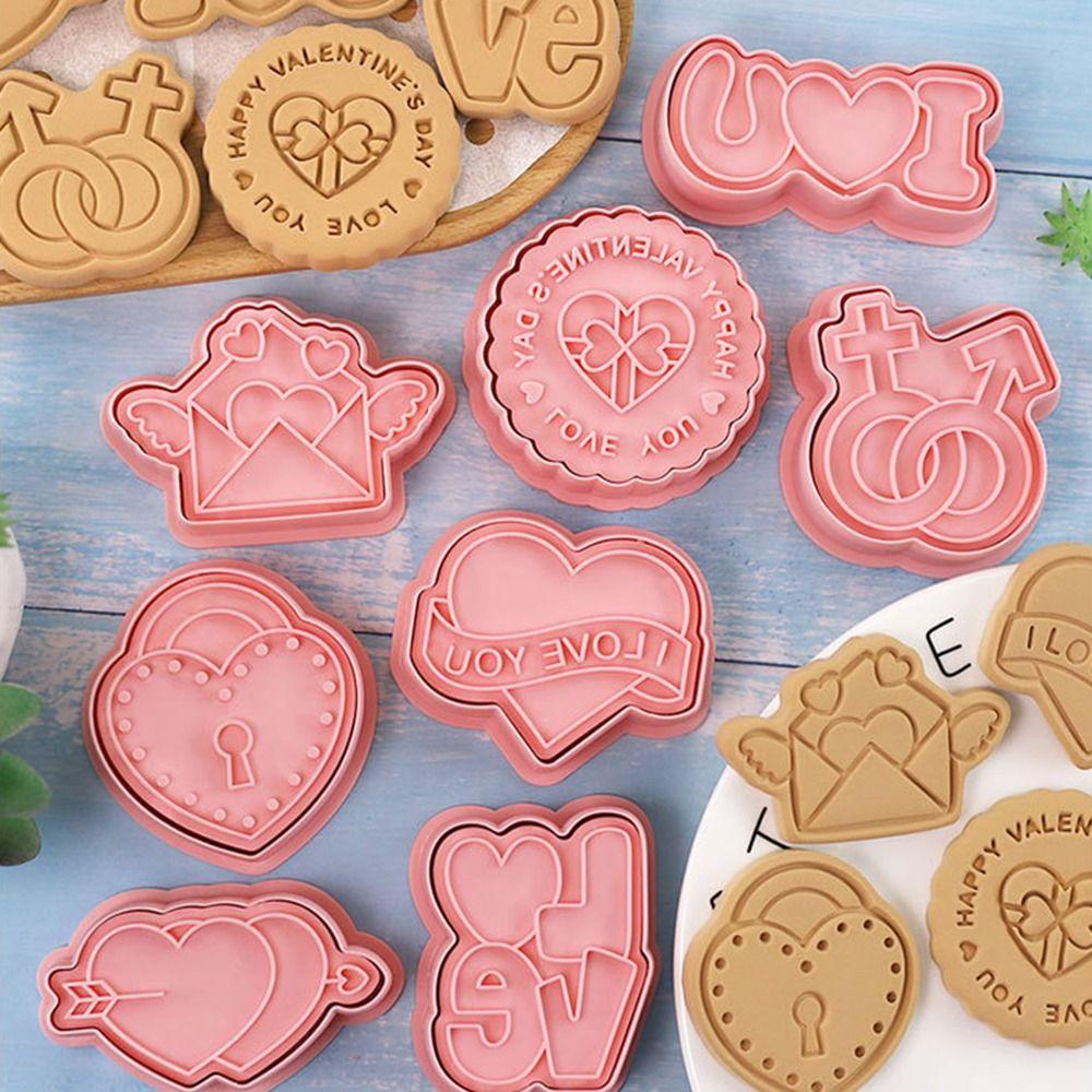 Preva 8Pcs/set Cetakan Kue Kering DIY Cetakan Kue 3D Love Biscuit Molds