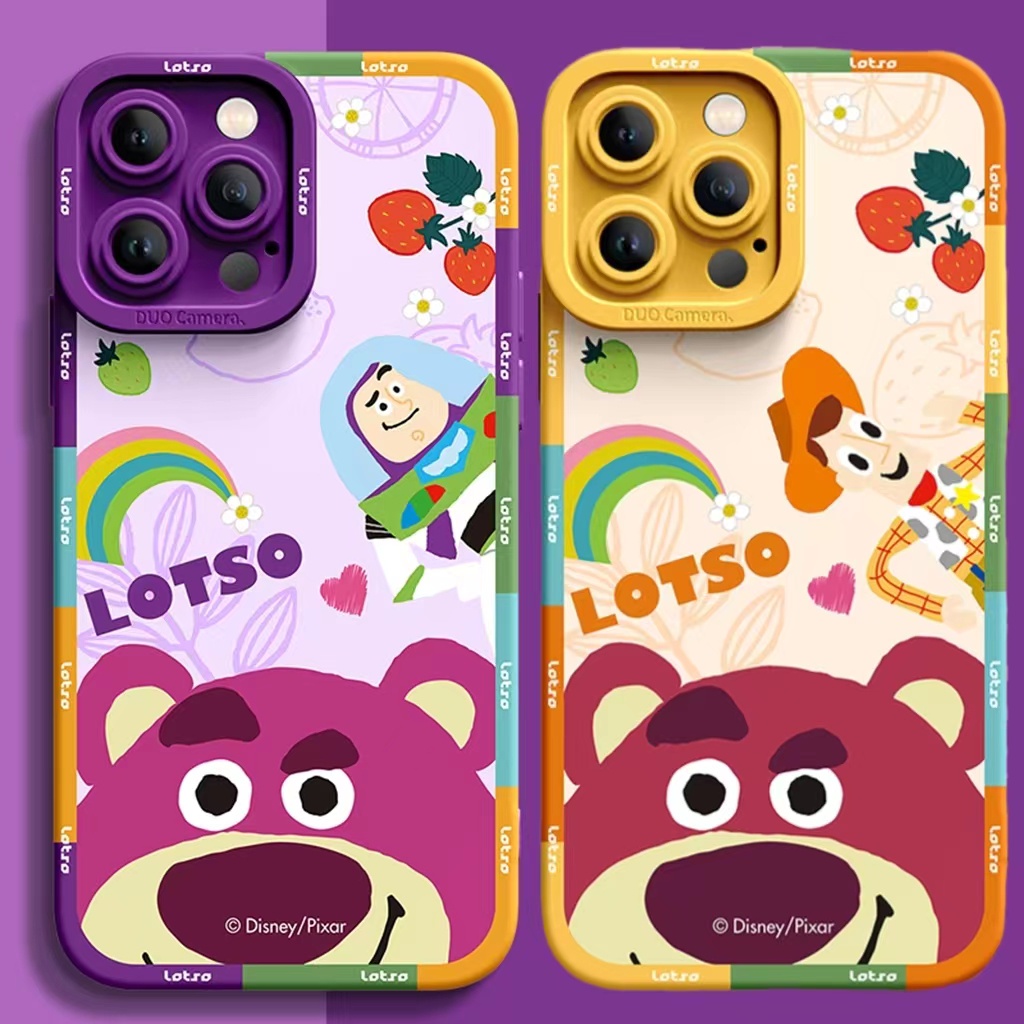 Ins Buzz Lightyear x Casing iPhone 14 14pro 14Plus 14prm 13 13pro 13prm 11 7Plus 8Plus Xr XS 12pro Max Motif Strawberry