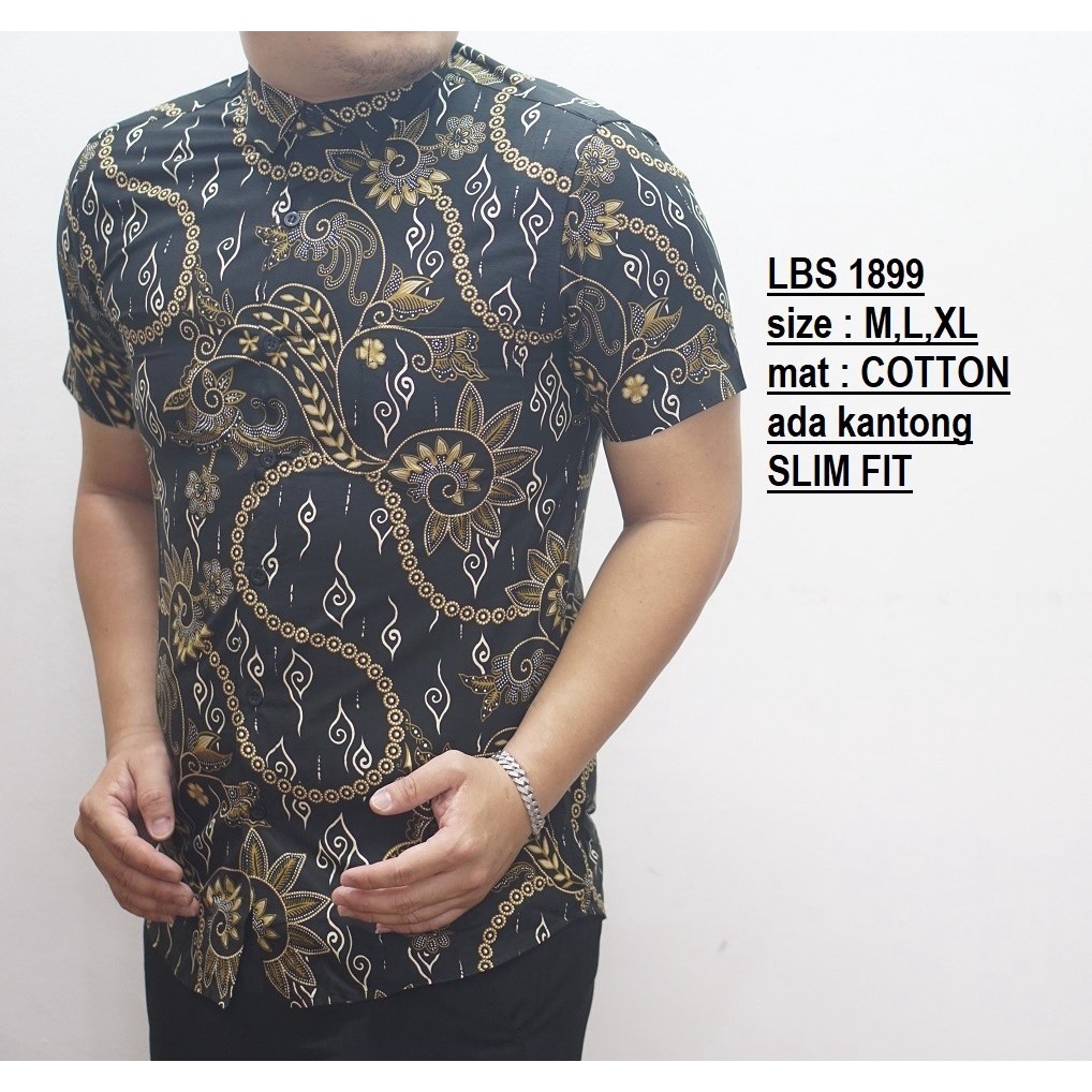 Baju Batik Pria Slimfit Kemeja Lengan Pendek Slim Fit LBS 1899