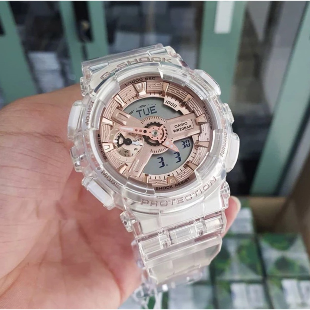 Jam Tangan Wanita Casio G-Shock GA-110 GMA-S110SR-7A Jelly Skeleton Rose Gold Series