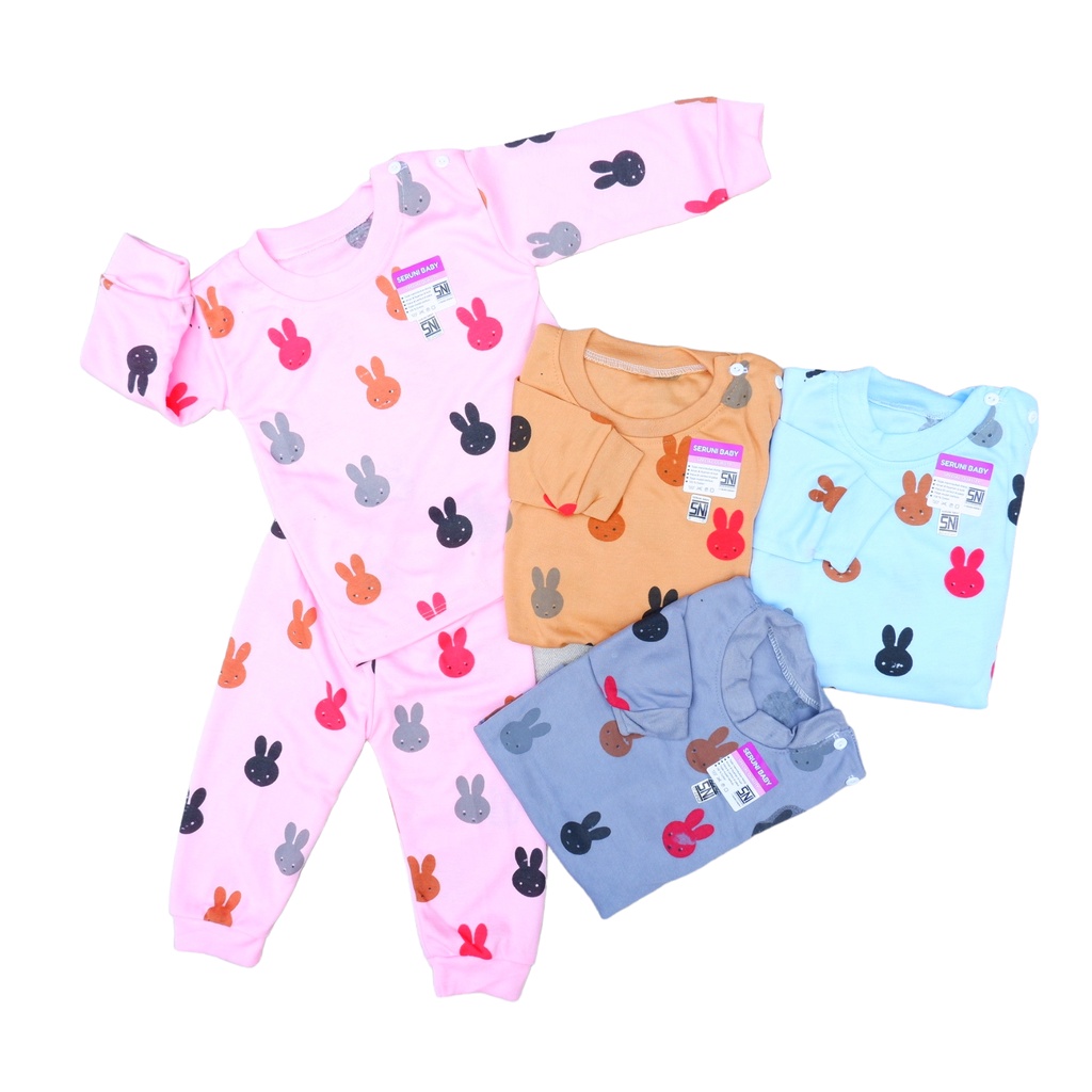 SETELAN BAJU BAYI SNI 3-18 BULAN VARIAN WARNA MOTIF BUNNY