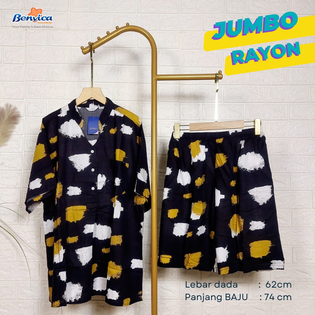 BAJU TIDUR SETELAN PENDEK KATUN RAYON JUMBO AMRO ADEM BANYAK MOTIF