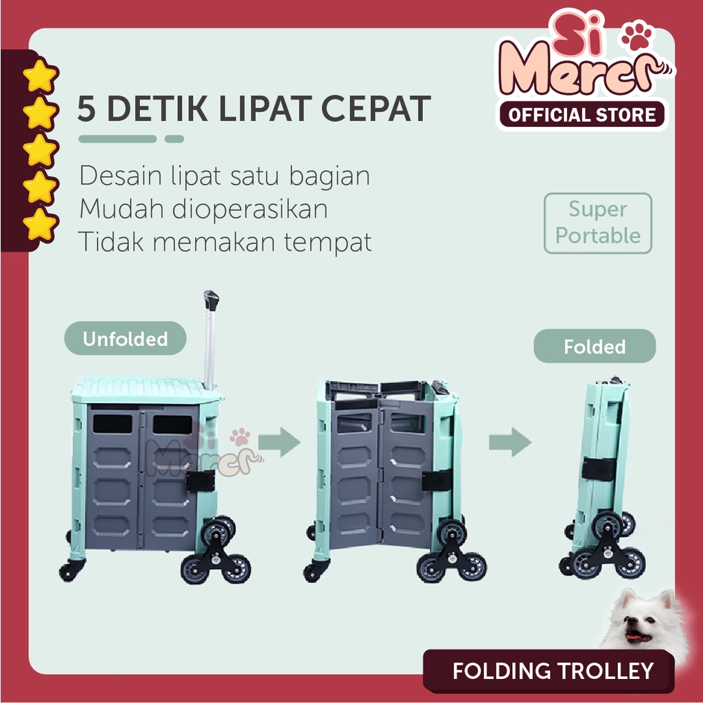 Folding Trolley | Troli Lipat Keranjang Belanja Portable Folded Kereta Dorong Stroller Anjing Kucing Galon &amp; Gas