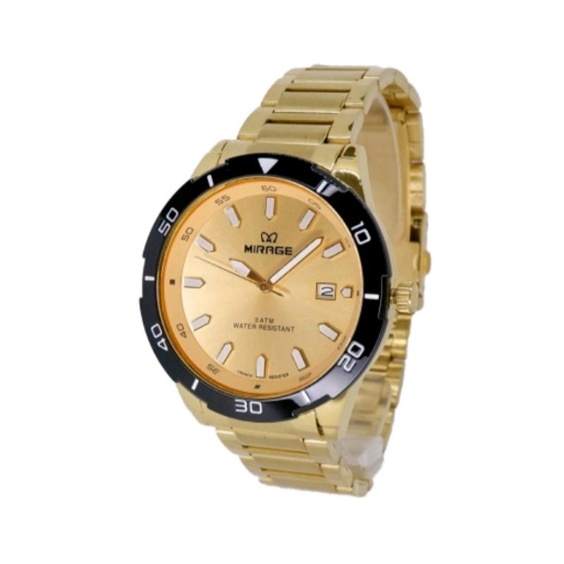 jam tangan pria;MIRAGE M8758BRP golg~ORIGINAL~WATER RESISTANT~TGL~STAINLESS ANTI KARAT