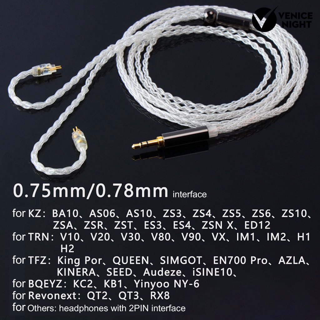 (VNEP) (Berkabel) JCALLY ZSN/ZST/ZS10/AS10/ES3 Berlapis Perak Dikepang Kawat Kabel Earphone Kabel