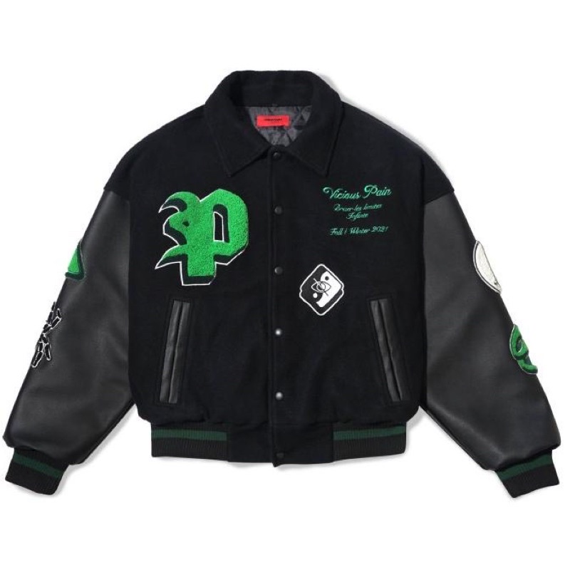 Vicious Pain Varsity Jacket - BLACK BRISER (M)